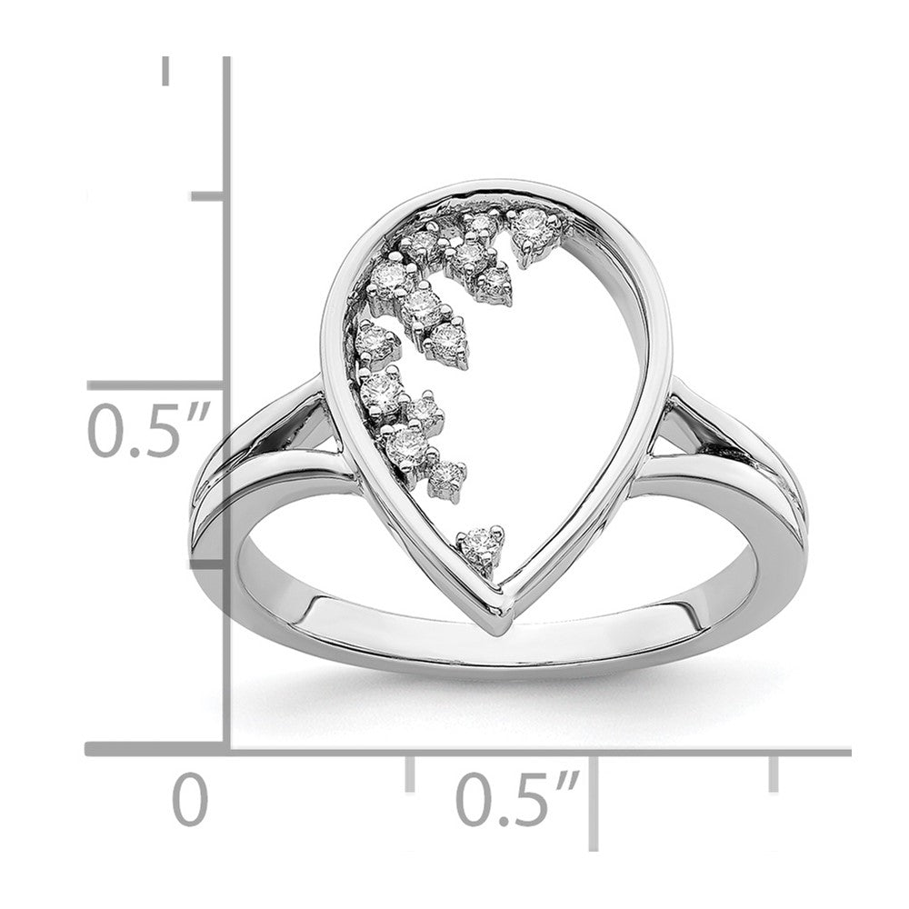14k White Gold Polished 1/8 carat Diamond Teardrop Ring