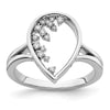 14k White Gold Polished 1/8 carat Diamond Teardrop Ring