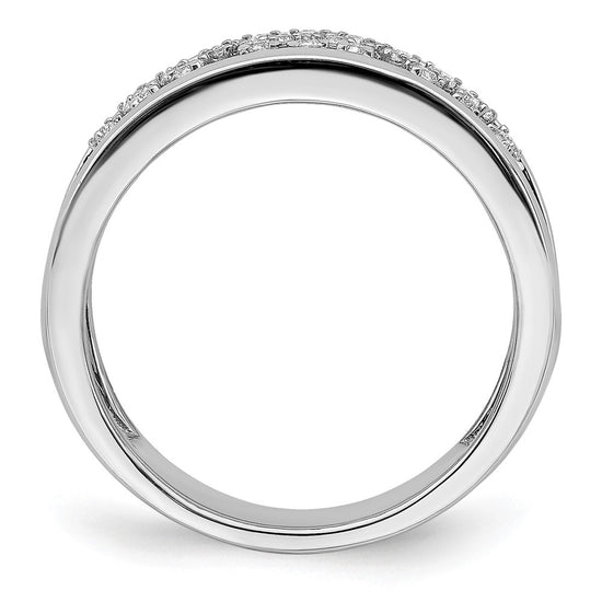 14k White Gold Polished 1/5 carat Diamond Fancy Band