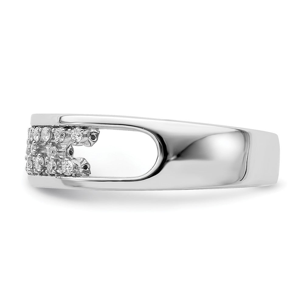 14k White Gold Polished 1/5 carat Diamond Fancy Band