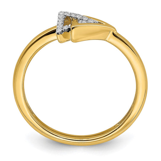 14k Polished 1/20 carat Diamond Double Triangle Ring
