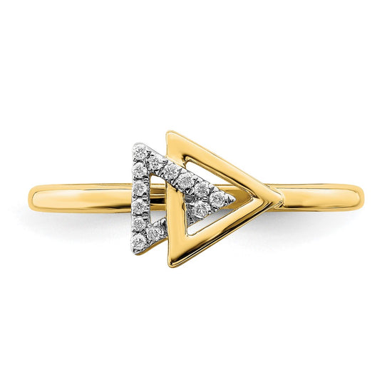 14k Polished 1/20 carat Diamond Double Triangle Ring
