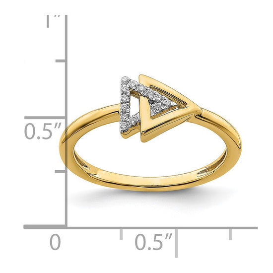 14k Polished 1/20 carat Diamond Double Triangle Ring