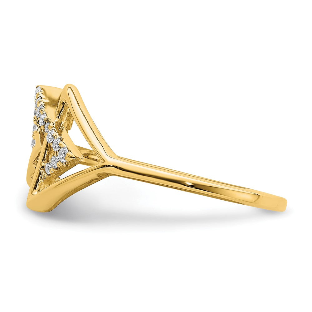 14k Polished 1/10 carat Diamond Triple Triangle Ring