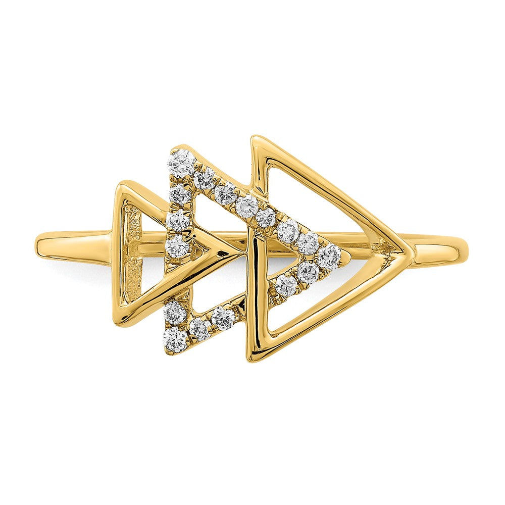 14k Polished 1/10 carat Diamond Triple Triangle Ring