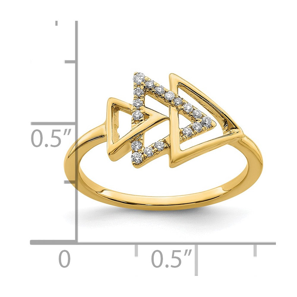 14k Polished 1/10 carat Diamond Triple Triangle Ring
