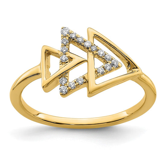 14k Polished 1/10 carat Diamond Triple Triangle Ring