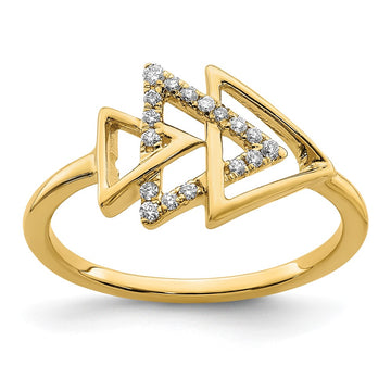 14k Polished 1/10 carat Diamond Triple Triangle Ring