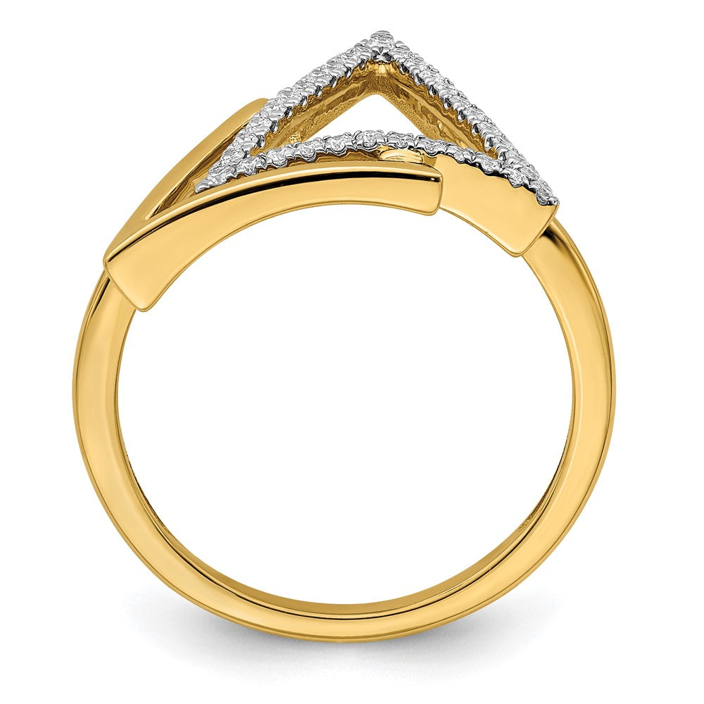 14k Polished 1/6 carat Diamond Double Triangle Ring