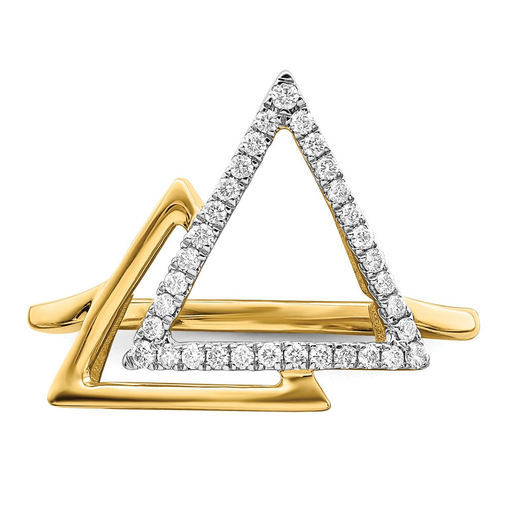 14k Polished 1/6 carat Diamond Double Triangle Ring