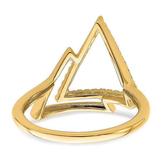 14k Polished 1/6 carat Diamond Double Triangle Ring