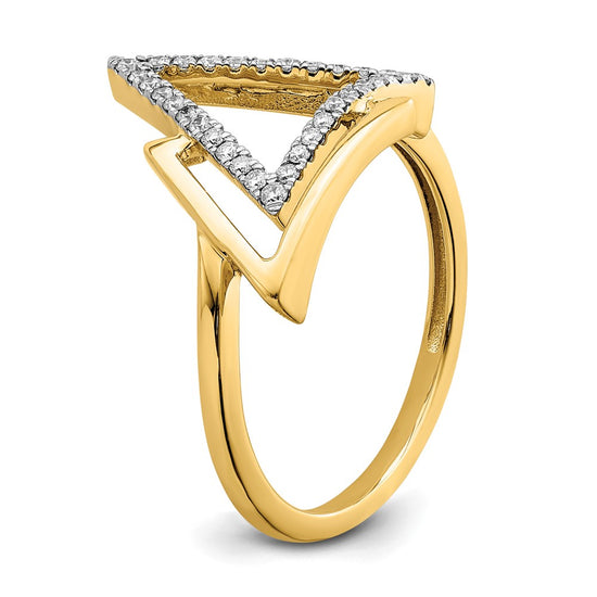 14k Polished 1/6 carat Diamond Double Triangle Ring