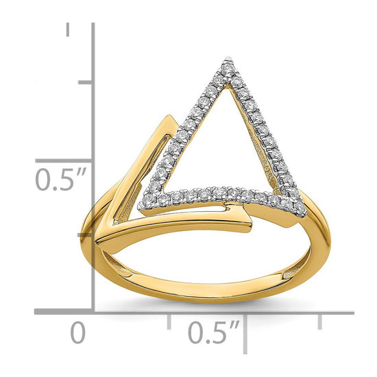 14k Polished 1/6 carat Diamond Double Triangle Ring