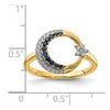 14k Polished Blue Sapphire and 1/8 carat Diamond Moon with Star Ring