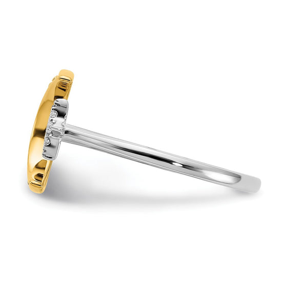 14k Two-tone 1/6 carat Diamond Moon with Star Ring