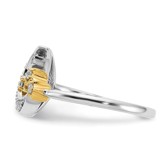 14k Two-tone 1/5 carat Diamond Moon with Three Stars Ring