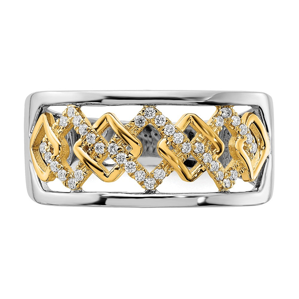 14k Two-tone Polished 1/8 carat Diamond Fancy Squares Ring