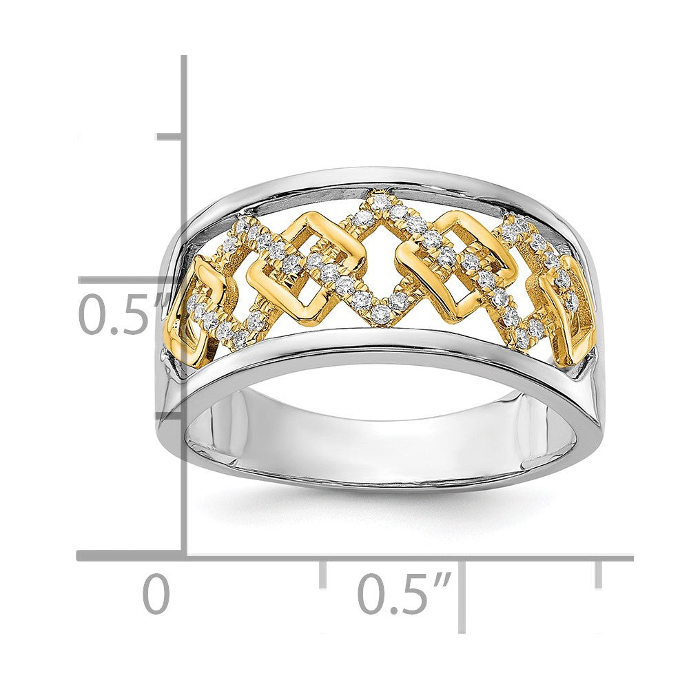14k Two-tone Polished 1/8 carat Diamond Fancy Squares Ring