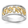 14k Two-tone Polished 1/8 carat Diamond Fancy Squares Ring