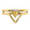 14k Satin and Polished 1/20 carat Diamond Double Triangle Ring