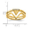 14k Satin and Polished 1/20 carat Diamond Double Triangle Ring