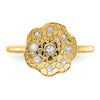14k Polished and Textured 1/8 carat Diamond Flower Ring