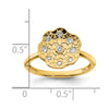 14k Polished and Textured 1/8 carat Diamond Flower Ring