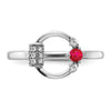 14k White Polished Diamond and Ruby Circle Ring