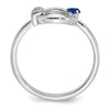 14k White Polished Diamond and Blue Sapphire Circle Ring