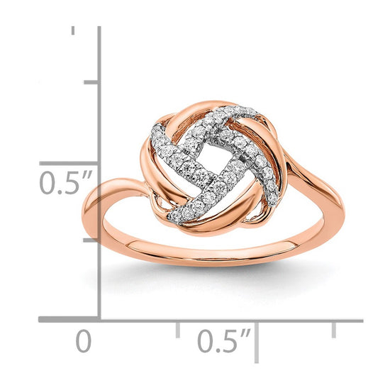 14k Rose Gold Polished 1/8 carat Diamond Love Knot Ring