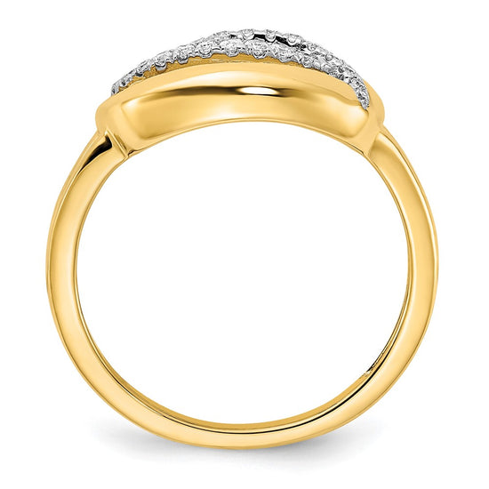 14k Polished 1/6 carat Diamond Oval Ring