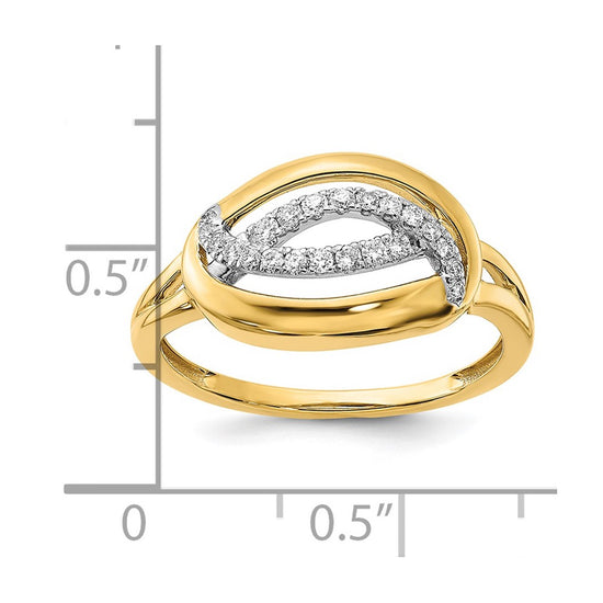14k Polished 1/6 carat Diamond Oval Ring