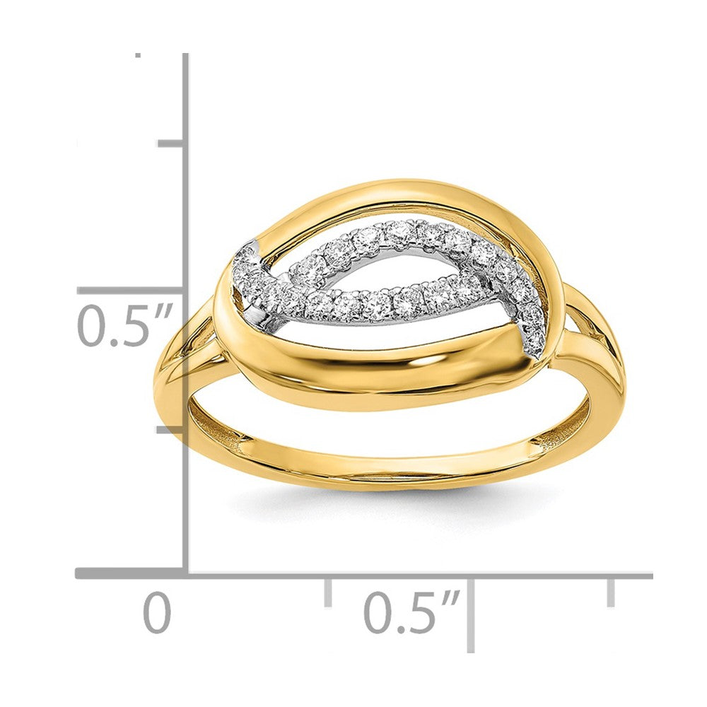 14k Polished 1/6 carat Diamond Oval Ring