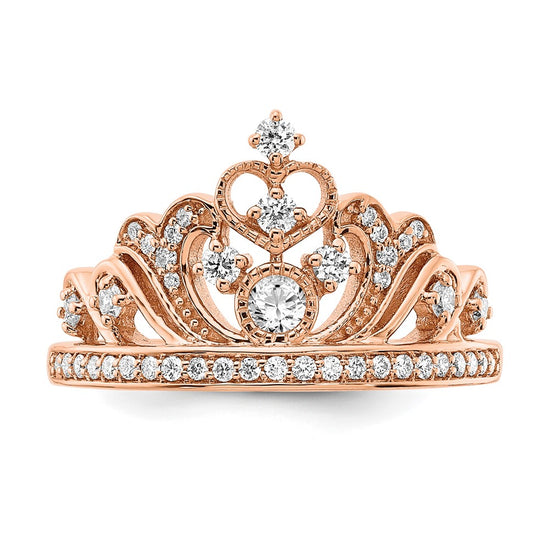 14k Rose Gold Polished 3/8 carat Diamond Tiara Ring
