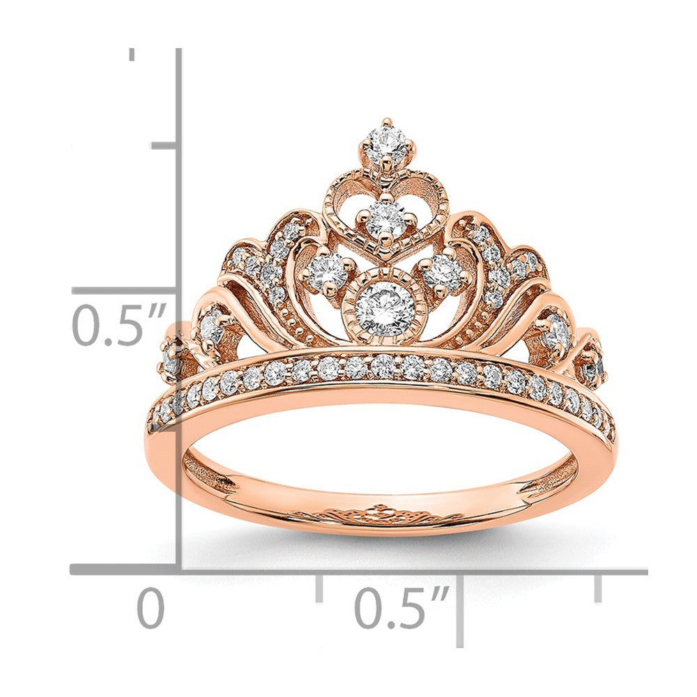 14k Rose Gold Polished 3/8 carat Diamond Tiara Ring