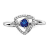 14k White Gold Diamond and Blue Sapphire Triangle Ring