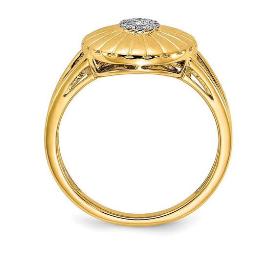 14k Satin 1/15 carat Diamond Flower Ring