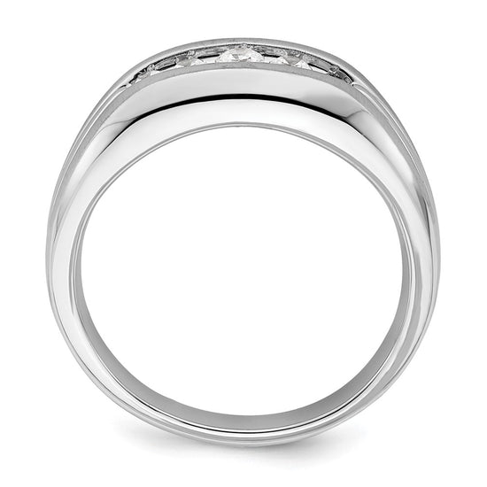 14k White Gold 1/3 carat Lab Grown Diamond VS/SI+ G+ Five Stone Complete Men's Ring