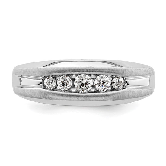 14k White Gold 1/3 carat Lab Grown Diamond VS/SI+ G+ Five Stone Complete Men's Ring