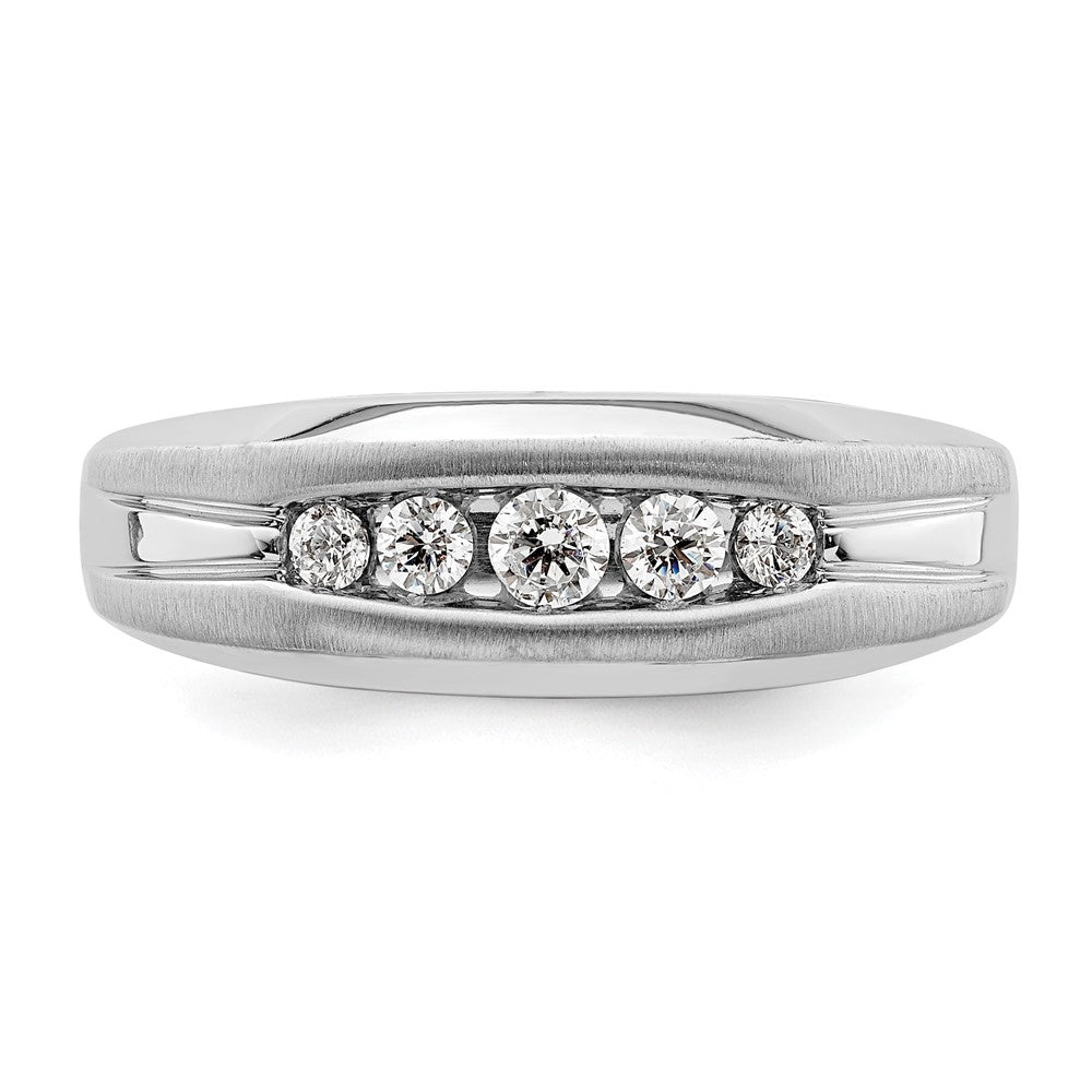 14k White Gold 1/3 carat Lab Grown Diamond VS/SI+ G+ Five Stone Complete Men's Ring