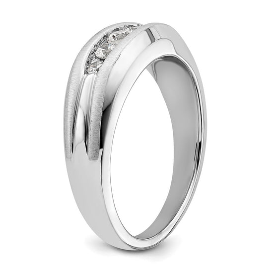 14k White Gold 1/3 carat Lab Grown Diamond VS/SI+ G+ Five Stone Complete Men's Ring