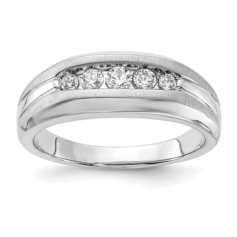 14k White Gold 1/3 carat Lab Grown Diamond VS/SI+ G+ Five Stone Complete Men's Ring