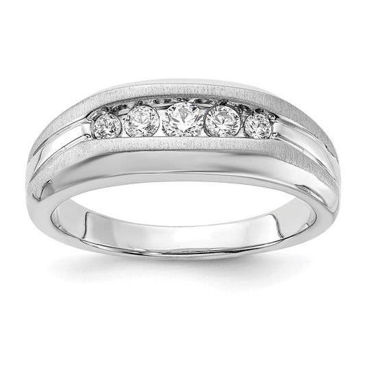 14k White Gold 1/3 carat Lab Grown Diamond VS/SI+ G+ Five Stone Complete Men's Ring
