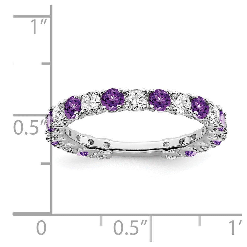 14k White Gold Gemstone and Diamond Band