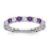 14k White Gold Gemstone and Diamond Band