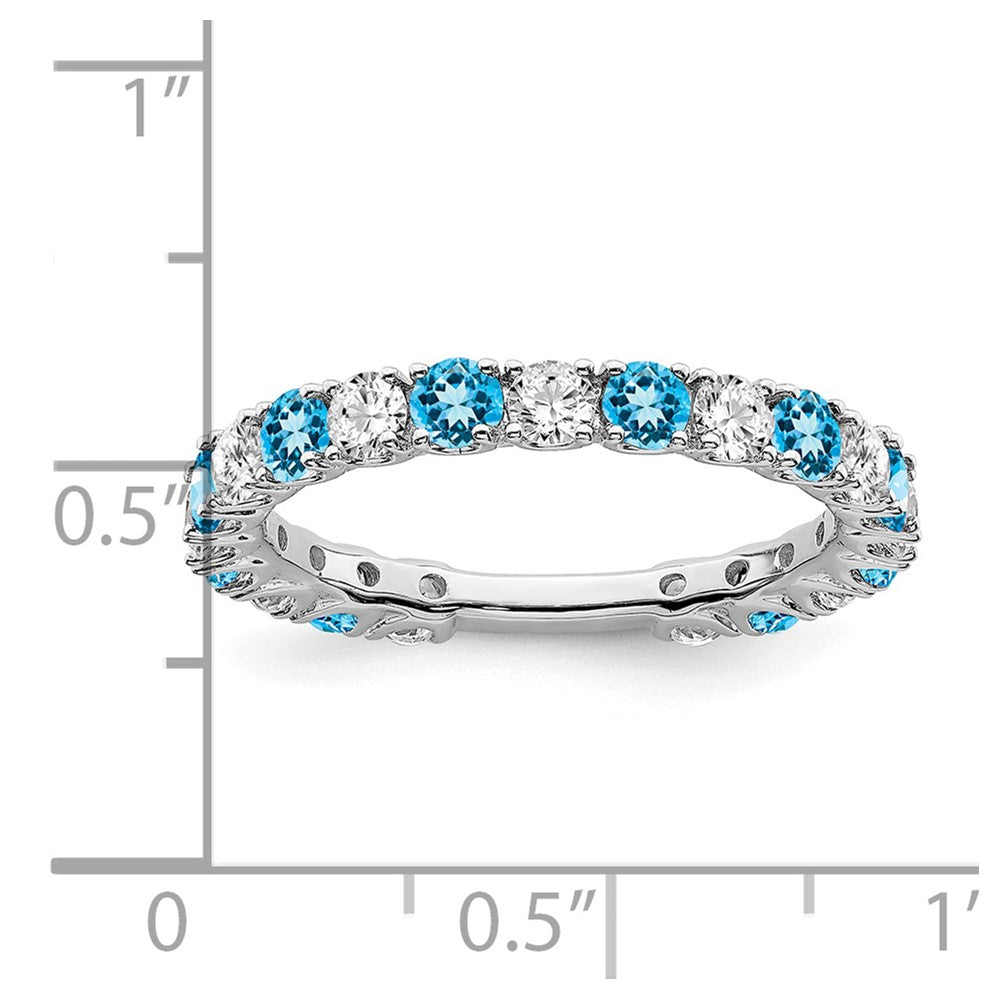 14k White Gold Gemstone and Diamond Band