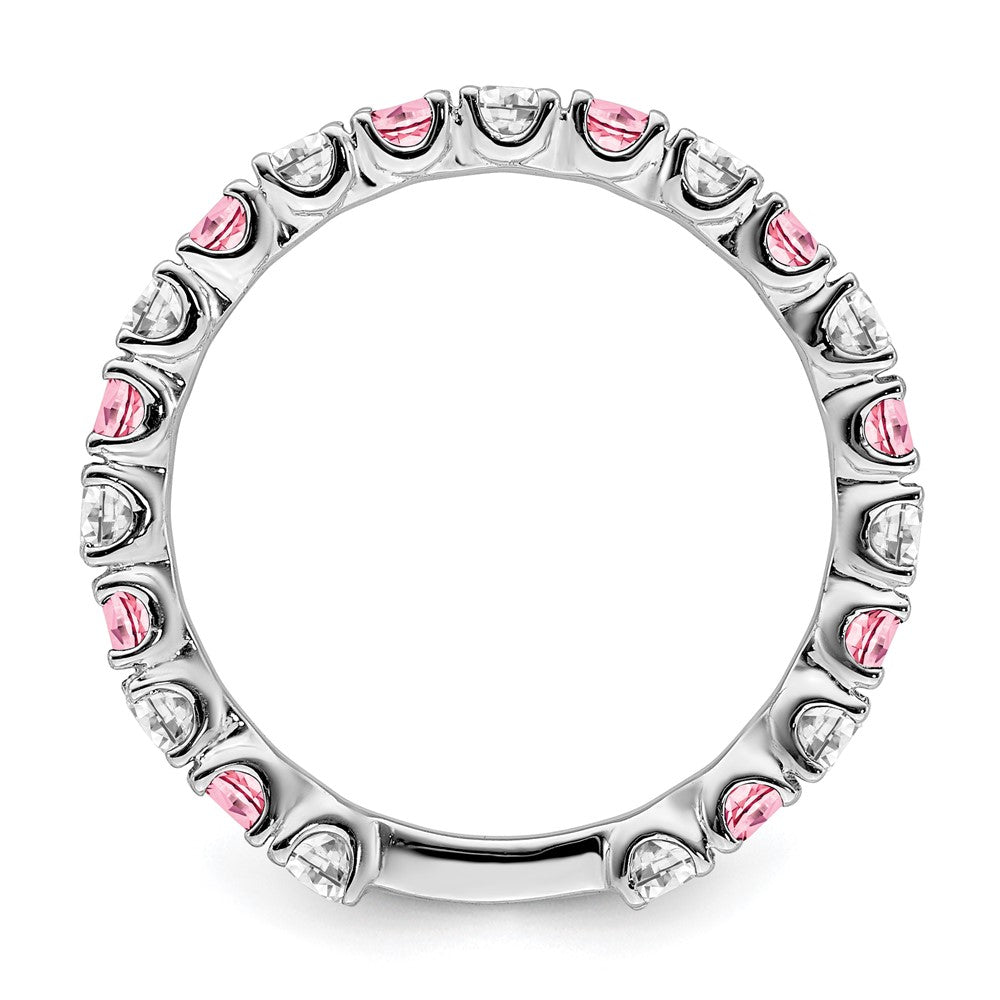 14k White Gold Gemstone and Diamond Band