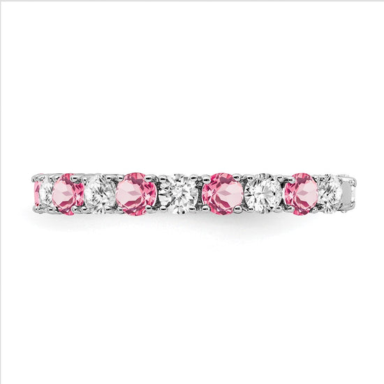14k White Gold Gemstone and Diamond Band