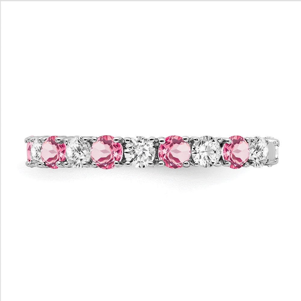 14k White Gold Gemstone and Diamond Band