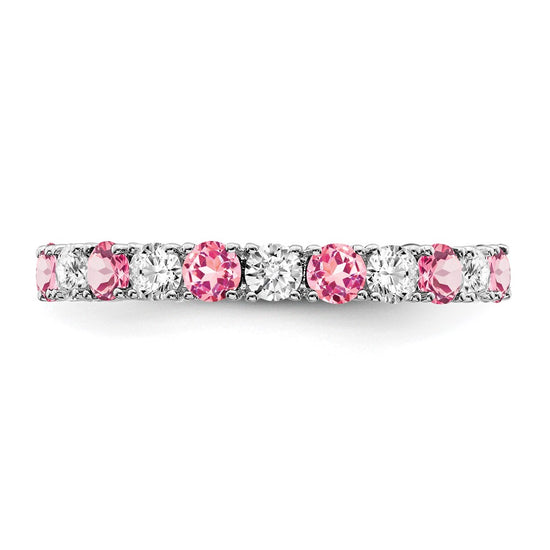 14k White Gold Gemstone and Diamond Band